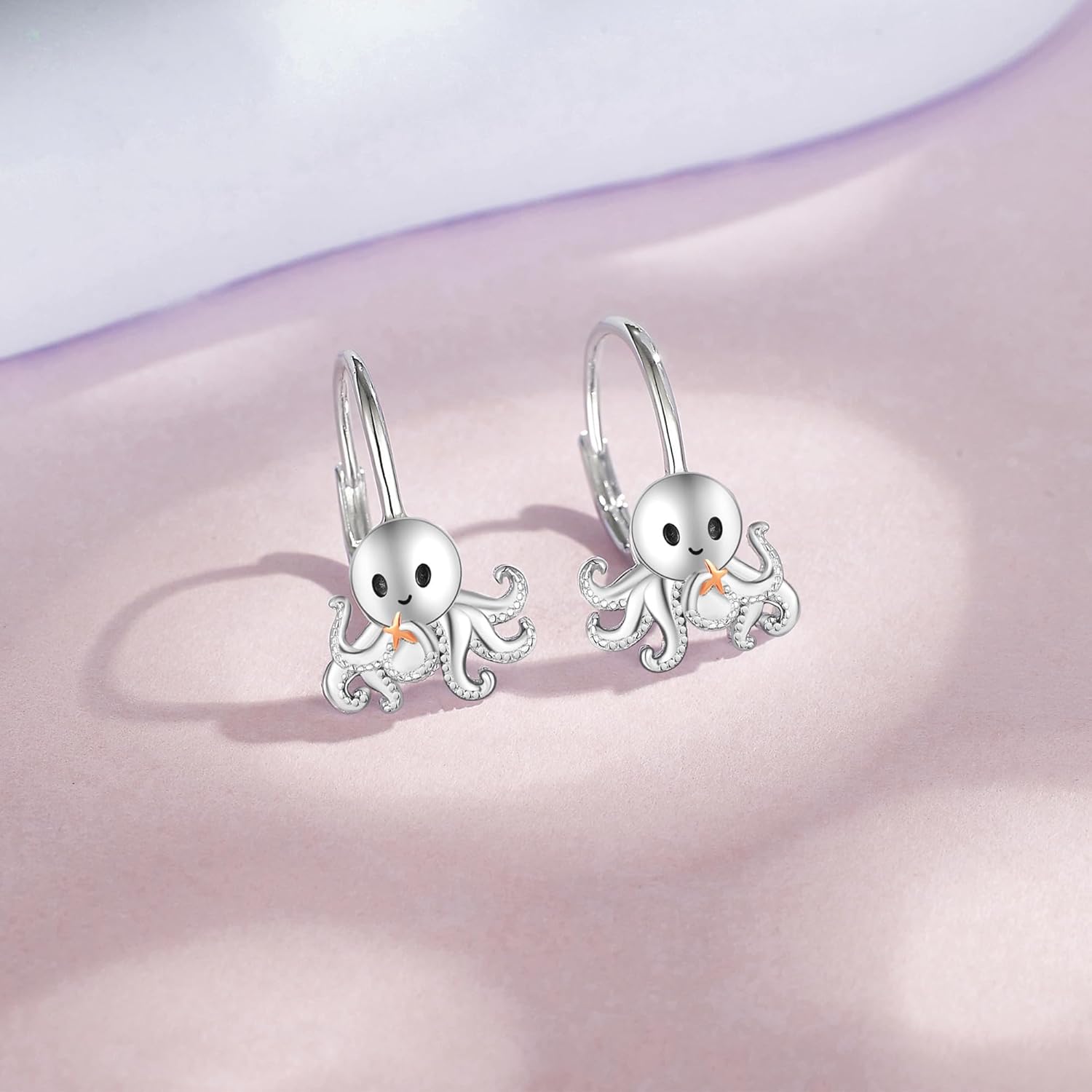 Octopus Earrings Sterling Silver Octopus Leverback Earrings Octopus Jewelry for Wome