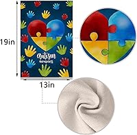 Vista 3 de Nepnuser Bandera de lino para el jardín del Día de la Concientización del Autismo, decoración azul de abril Asperger, decoración rústica