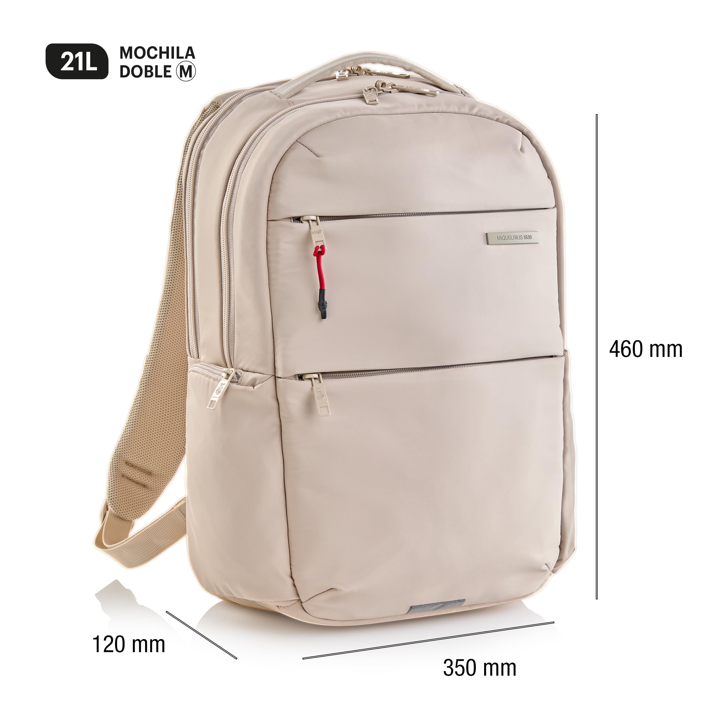 Miquelrius - Mochila | Resistente y Repelente al Agua | Múltiples Bolsillos | Compartimento Adicional para portátil 16" | Ideal para Uso Diario, Trabajo, Estudio o Viaje