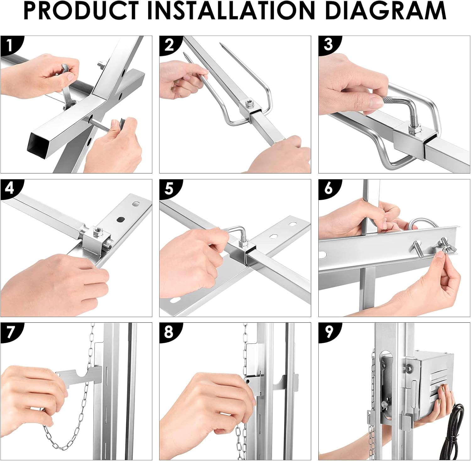 SEAAN Girarrosto Elettrico Automatico, Kit Girarrosto Elettrico Barbecue, Girarrosto Elettrico Girevole 15W, Altezza Regolabile, Carico Fino A 70 kg, può Arrostire Maiale, Agnello, Pollo E Manzo. SEAAN Girarrosto Elettrico Automatico, Kit Girarrosto Elettrico Barbecue, Girarrosto Elettrico Girevole 15W, Altezza Regolabile, Carico Fino A 70 kg, può Arrostire Maiale, Agnello, Pollo E Manzo.