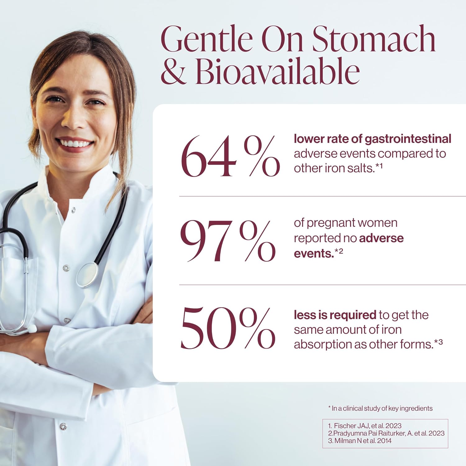 Iron Supplement for Women - Gentle Chelate Iron Bisglycinate 25mg with Vitamin C, B6, B12 Folic Acid – Supports Iron Deficiency, Menstrual Health & Energy - 120 Count - Image 3