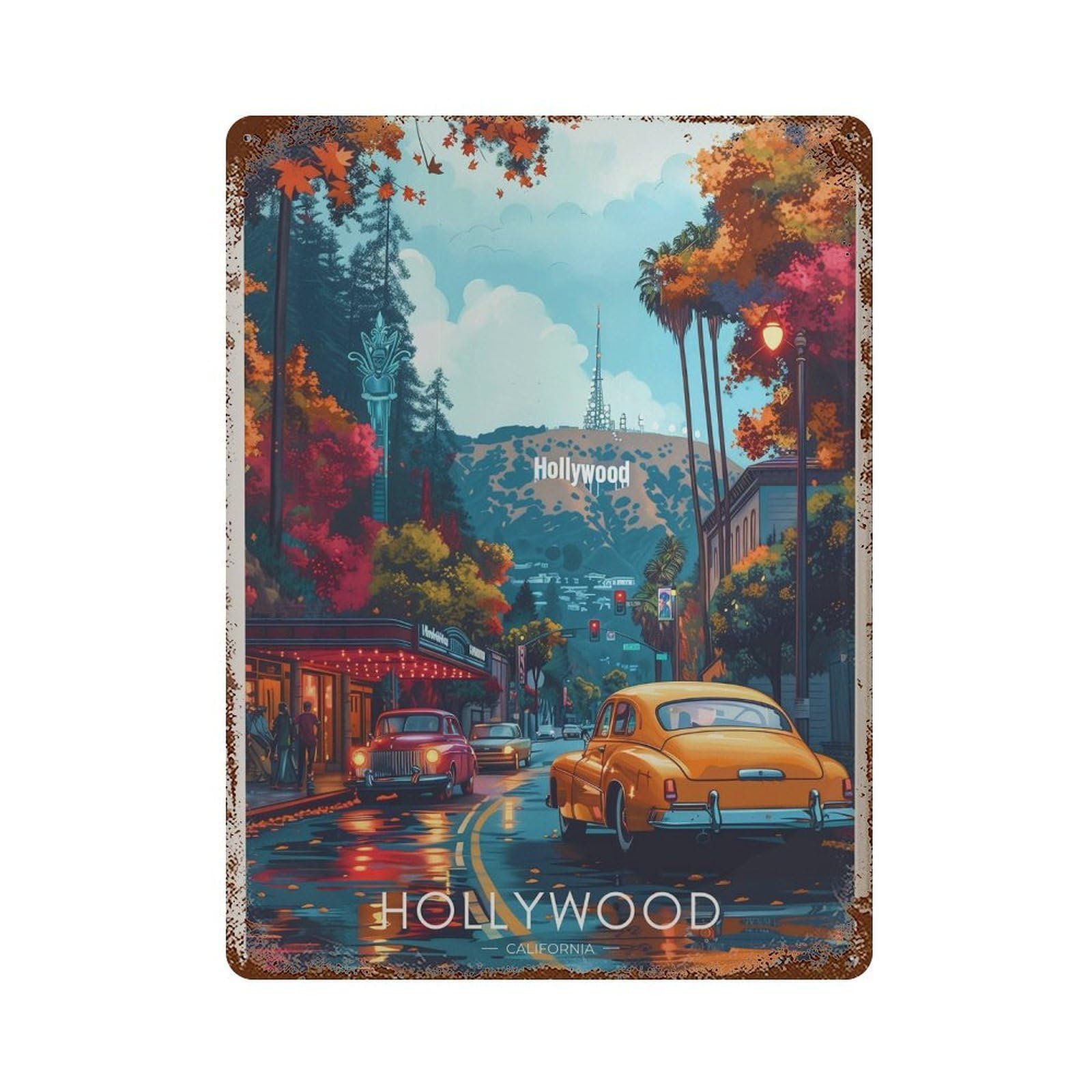 xiaoxiaoshen Hollywood Travel Retro Wall Decor Art Metal Tin Poster Modern Home Decor Art Home Bar Shop Decorations Vintage Sign 40x30cm