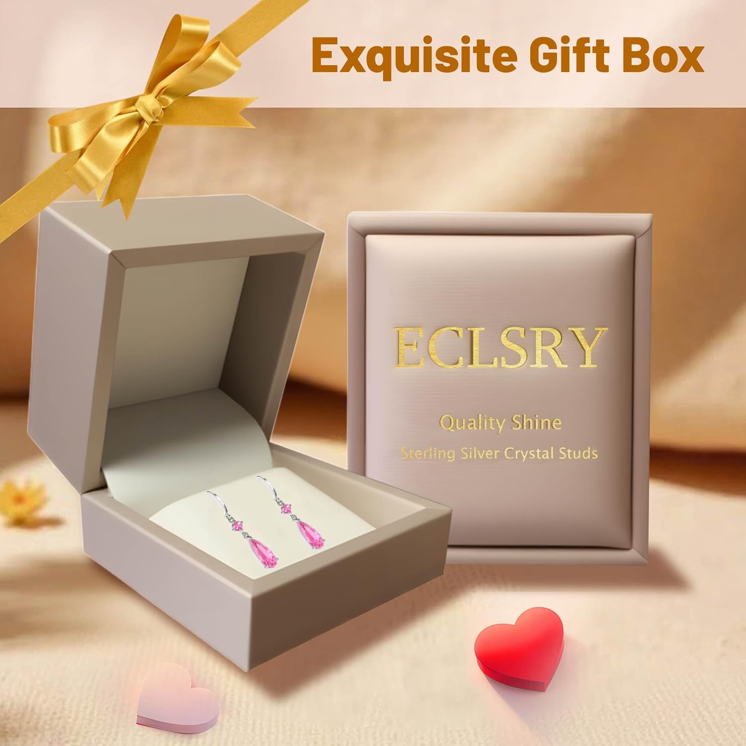 Trendy Cubic Zirconia Teardrop Dangle Drop Earrings for Women 14K White Gold Plated Hypoallergenic Jewelry(with Gift Box) - Image 6