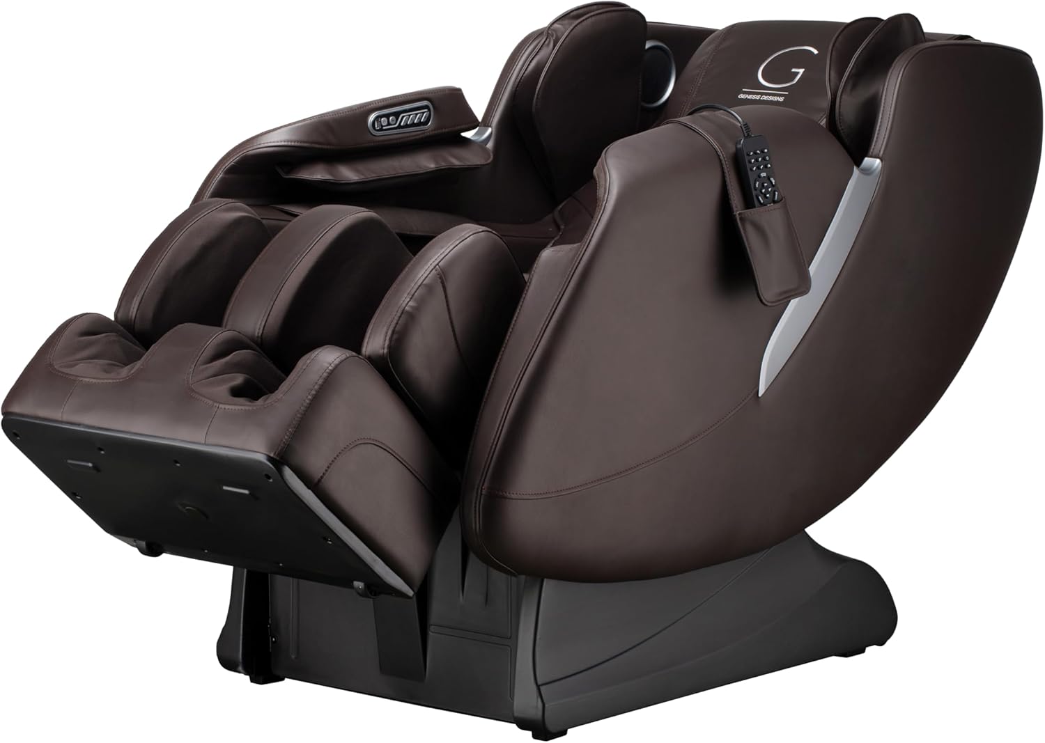 genesis designs full body massage chair with 14 fixed points, zero gravity, bluetooth, heated- brown
