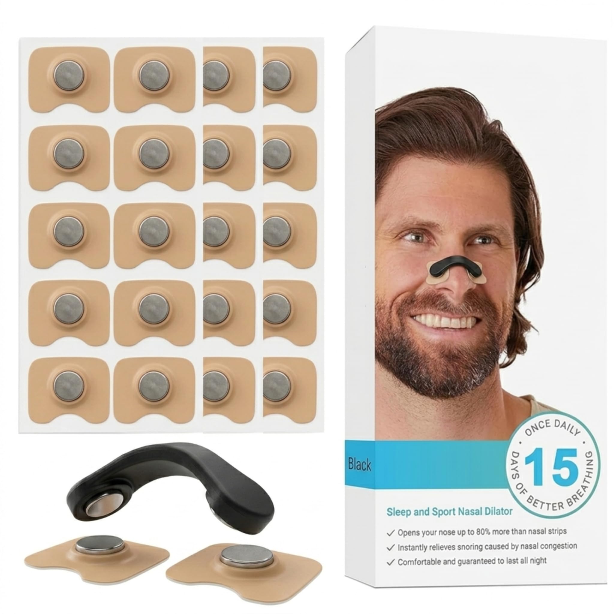Magnetic Nose Strips for Easy Breathing | Anti-Snoring Nasal Dilator Clips | Reusable Nose Clip with Magnetic Therapy | Comfortable Night Sleep Aid for Men & Women-image-17