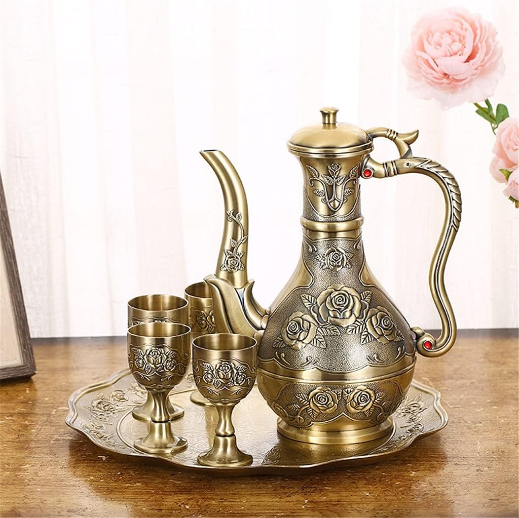 Metal Bronze Wine Set European Vintage Home Wine Cabinet Decoration Wine Pot