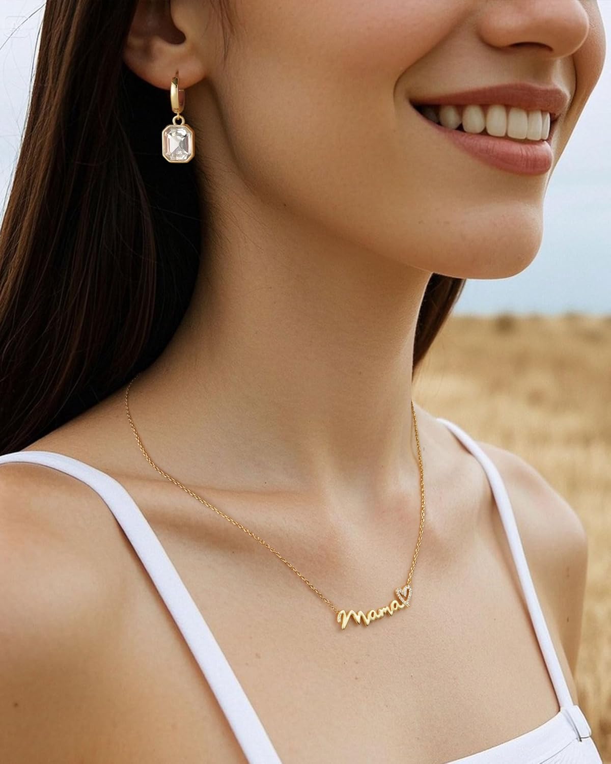 Lourny Mama Pendant Necklaces for Women, Dainty 18K Gold Plated Mom Necklace - Image 6