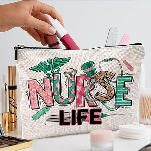 Miniatura 2 de QGFM Bolsas de maquillaje para enfermeras, regalos de enfermera para mujeres, bolsas de cosméticos para enfermeras con cremallera, regalos de
