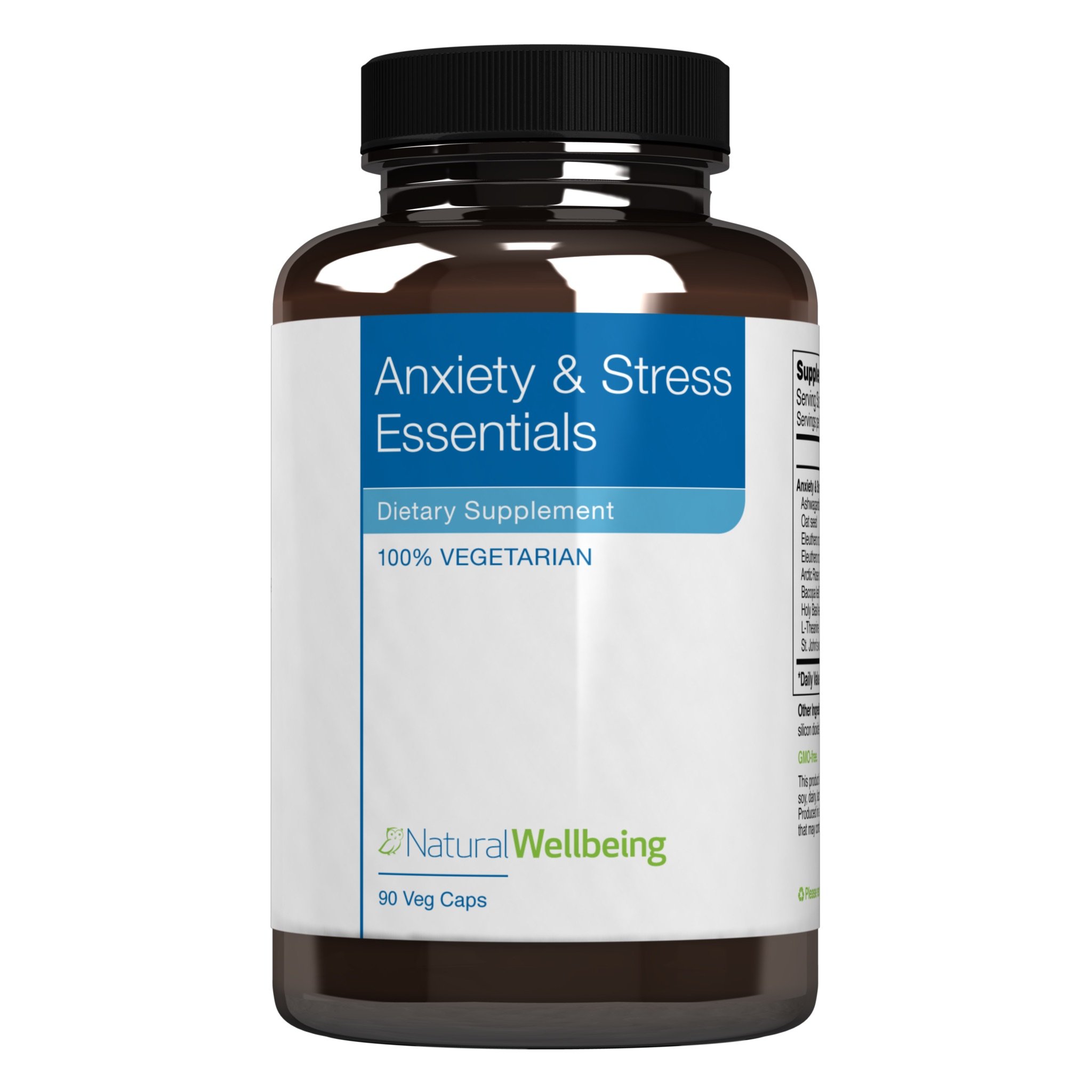 Natural Wellbeing - Anxiety & Stress Essentials - 90 Vegetarian Capsules - Herbal Relaxation