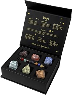 12 Zodiac Signs Crystals and Healing Stones Gifts for Women Natural Crystal Jewelry Healing Crystal Zodiac Sign Stones with Crystal Bracelet The Astrology Birthstone with Horoscope Box Set