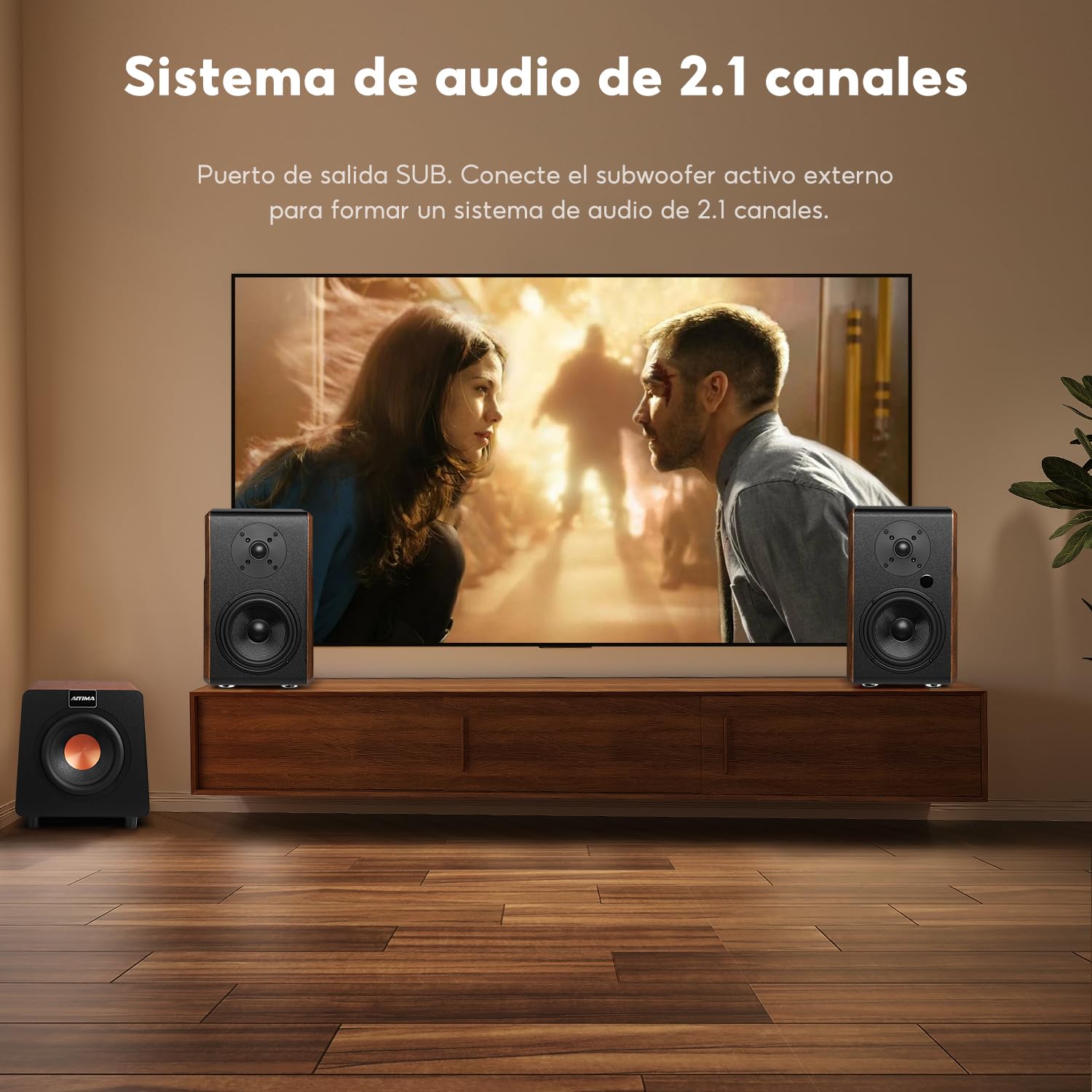 AIYIMA S700 - Altavoces de estantería Bluetooth Activos con woofer de 5.25 Pulgadas, 100 W, Salida Sub, entradas Bluetooth/óptica/ARC/RCA/USB