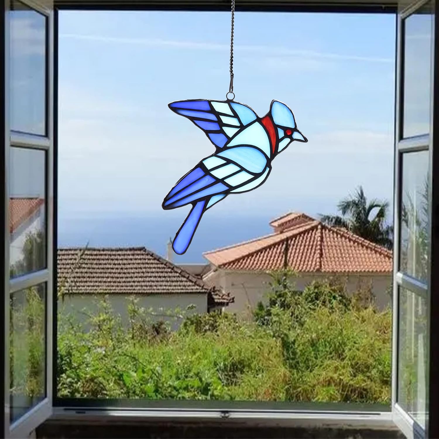 ヴィンテージ　ハチドリ　ハミングバード　アメリカ製　ステンドグラス　モビール　青 ヴィンテージ ハチドリ ハミングバード アメリカ製 ステンド