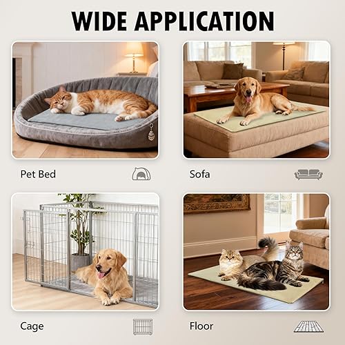 Miniatura 8 de Almohadilla térmica para perros, 6 temperaturas ajustables y 5 temporizadores, almohadilla térmica grande para perros, almohadilla térmica