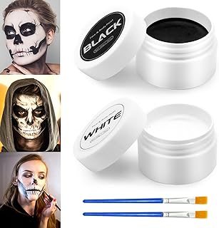 Black White Face Painting Kit: Halloween Body Makeup Special Effects Set for Adult - Professional SFX Makeup Clown Zombie Vampire Skeleton Cosplay (Face Painting)