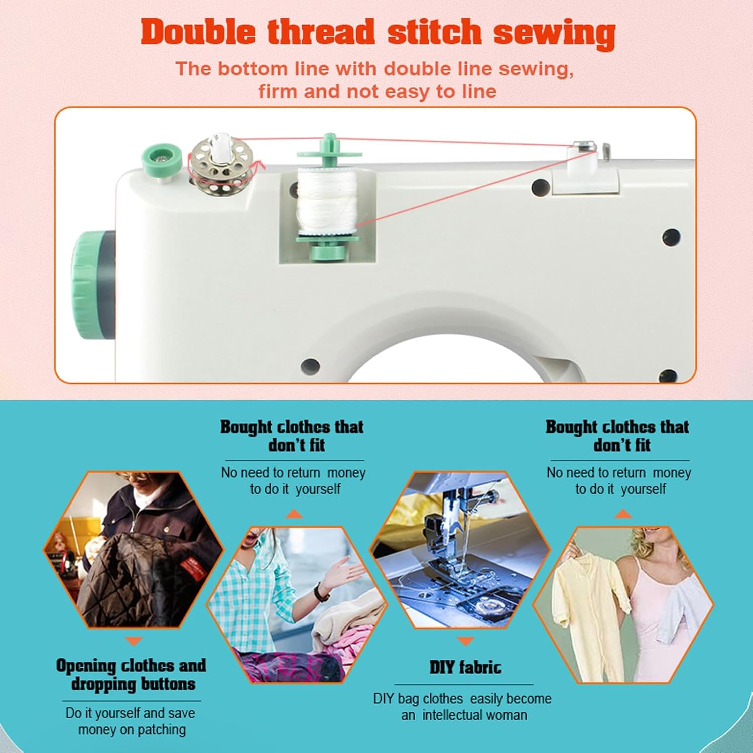Mini Maquina de Coser, 12 Puntadas Maquina de Coser Portatil para Niños 8 Años, Juego de Accesorios para Máquinas de Coser Eléctricas Profesionales, Regalos para Madre Navidad (FLSM-520)