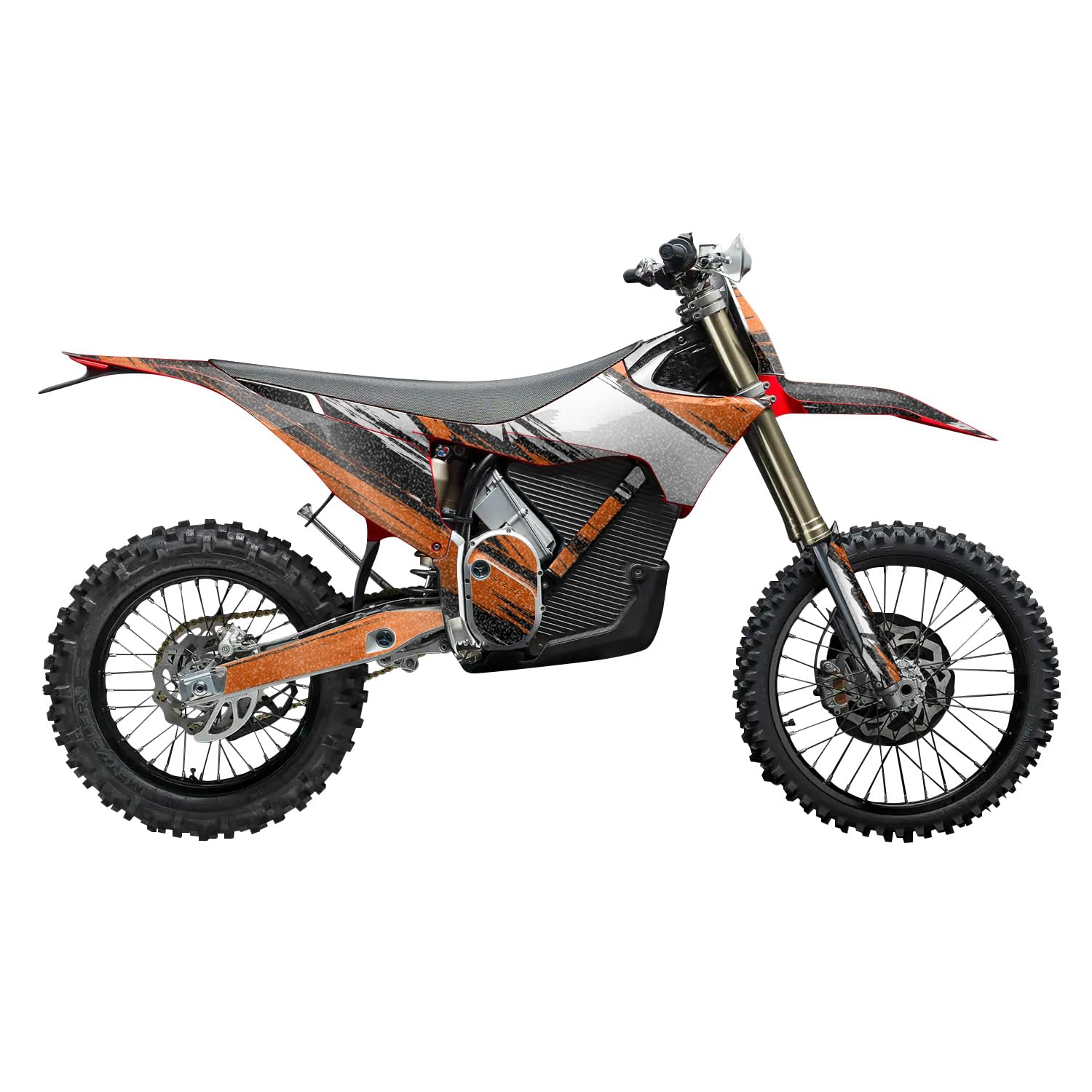 Glossy Glitter Stark Varg MX 2023-2025 Graphics Kit Wrap - Grunge Orange - Varg MX Skin - Premium 3M Vinyl Protective Wrap Decal Cover - Easy to Apply | Crafted in The USA by MightySkins