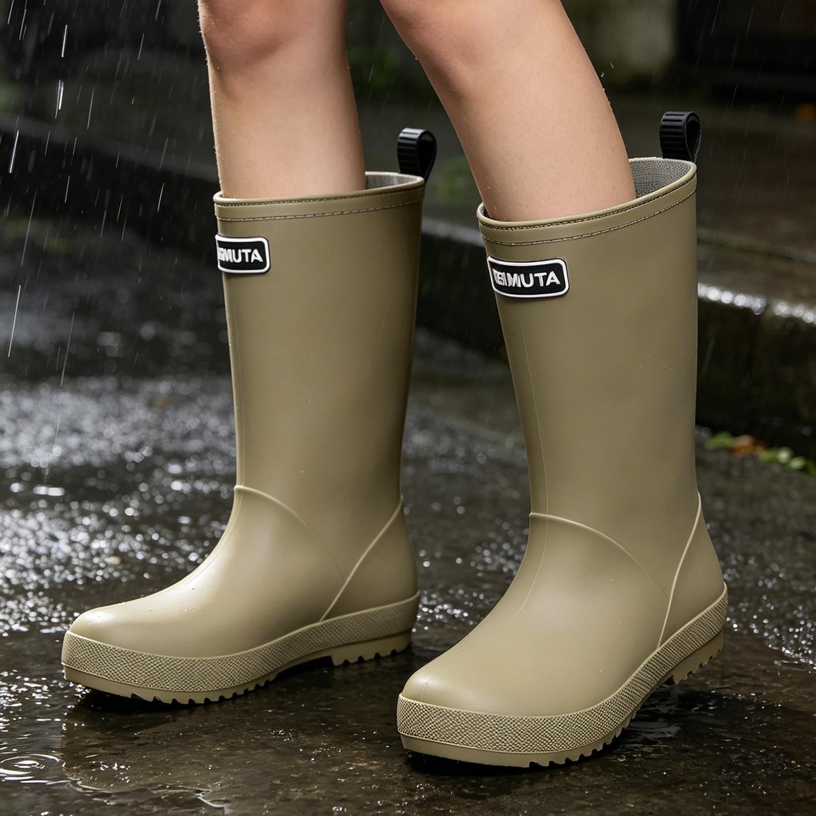 Generisch Botas de lluvia para mujer, caña media, ligeras, antideslizantes, de goma | Botas de goma ligeras, antideslizantes, impermeables, ideales para senderismo, camping y actividades al aire libre