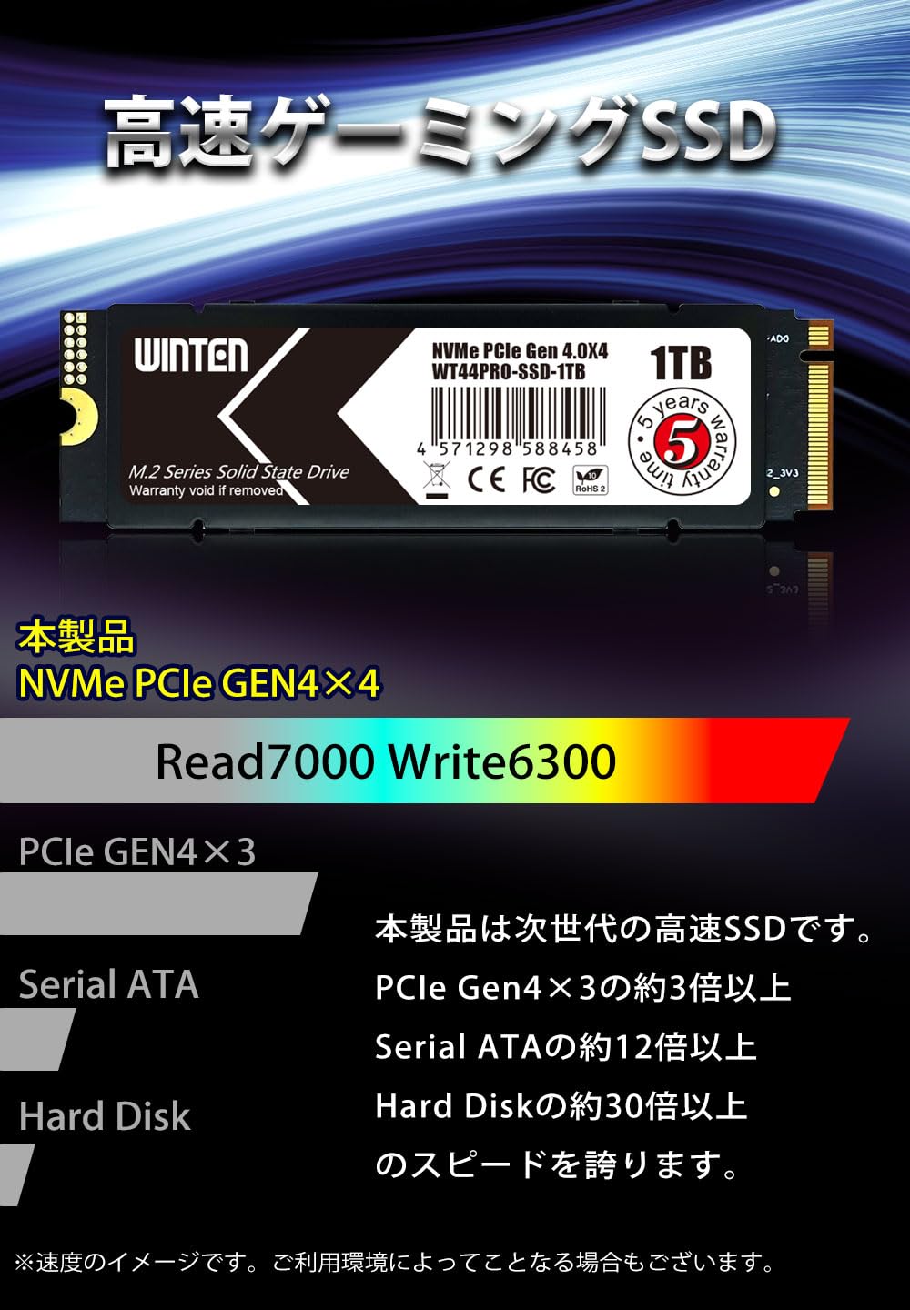 内蔵型SSD WINTEN WT44PRO-SSD-1TB 1TB NVMe SSD Amazon | WINTEN 内蔵 SSD 1TB NVMe M.2 2280 PCIe Gen 4.0×4（最大