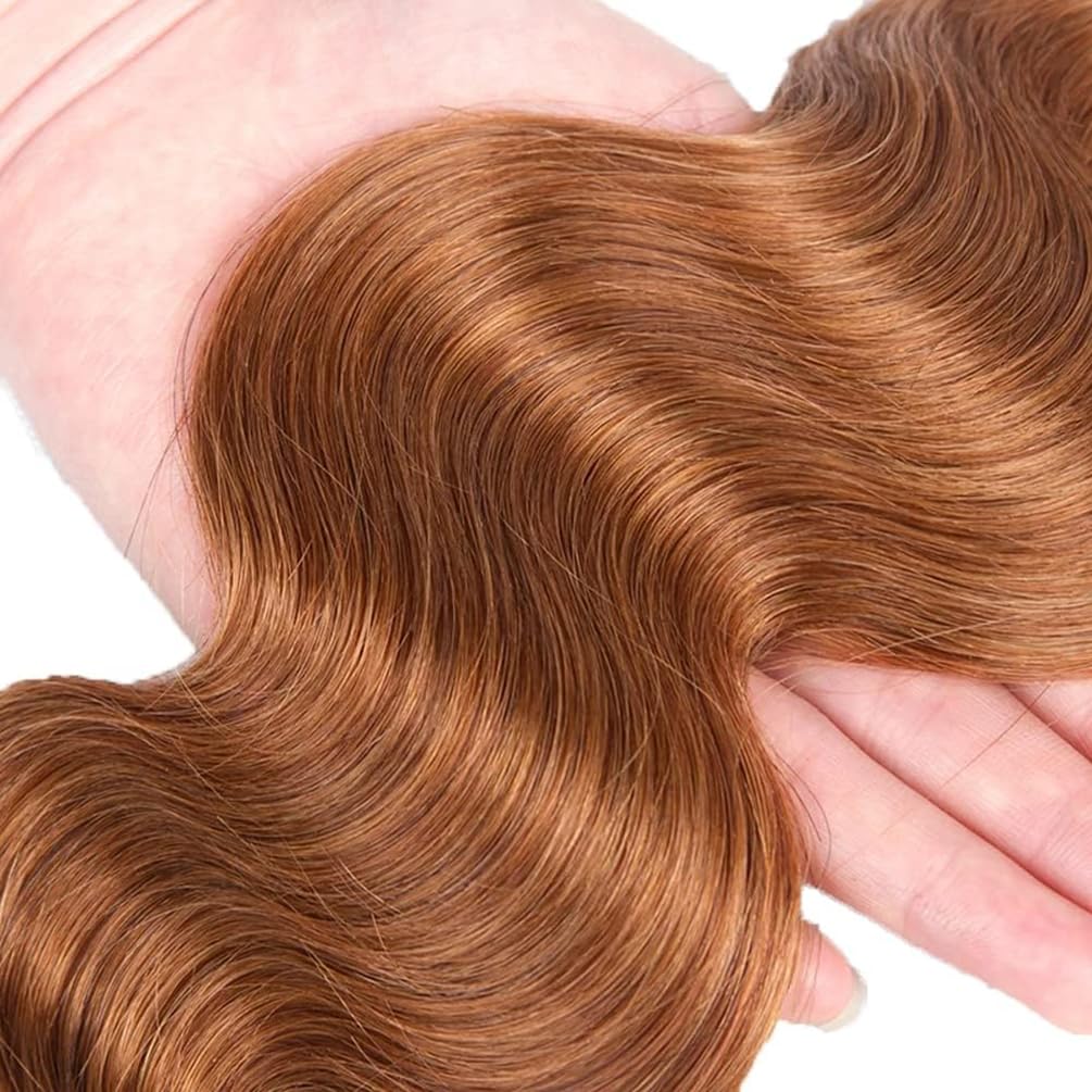 Body Wave Bundles Human Hair Tissage Cheveux Extensions De Cheveux Humains Tressés Naturels Extensions 3 Bundles 50g/pcs Double Weft #30 Light Brown for Woman 12 14 16 Inch