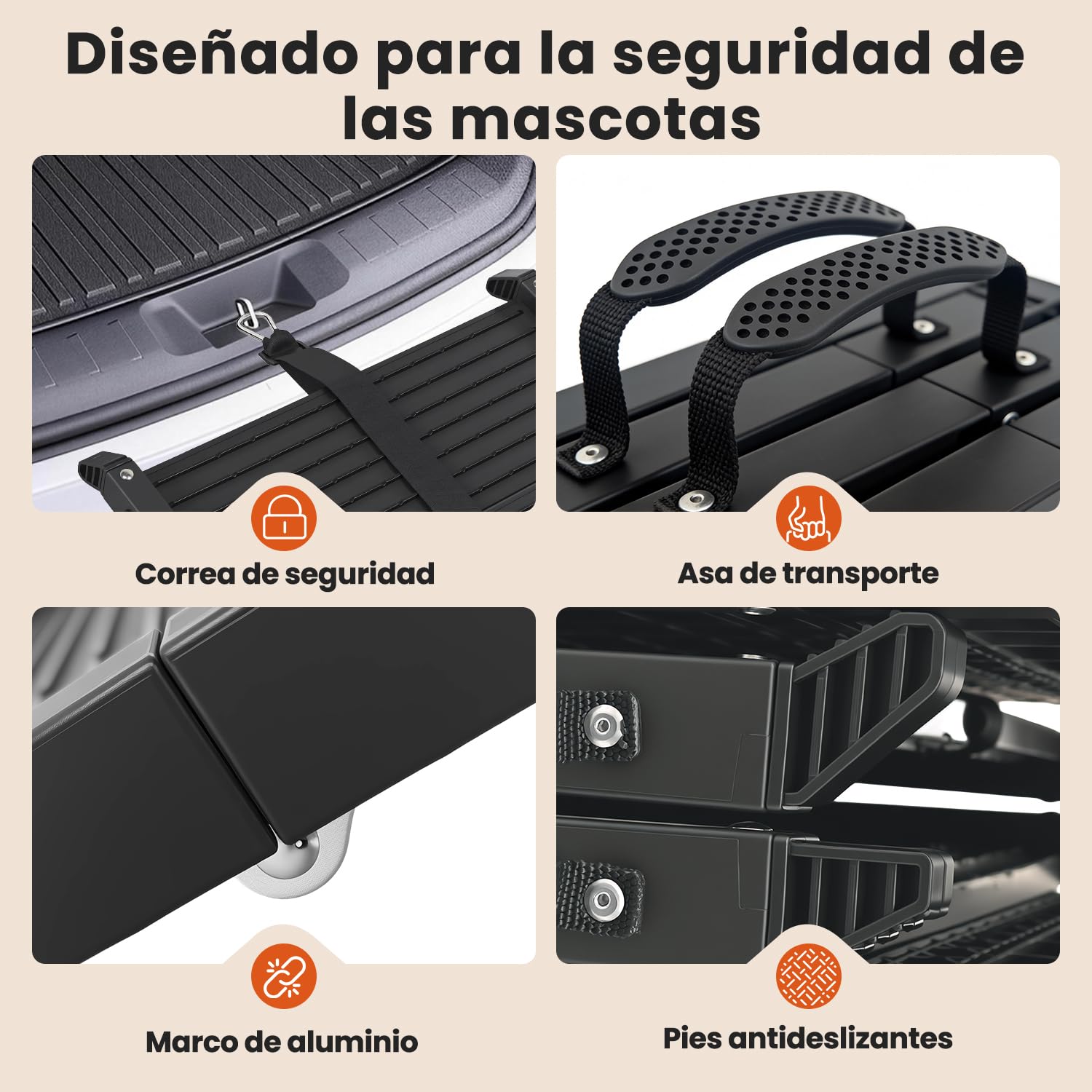 Rampas para perros para coches, 170 cm x 41 cm, rampa plegable extra larga para perros con superficie antideslizante, de servicio pesado, capacidad de 100kg, rampa portátil para mascotas, para SUV