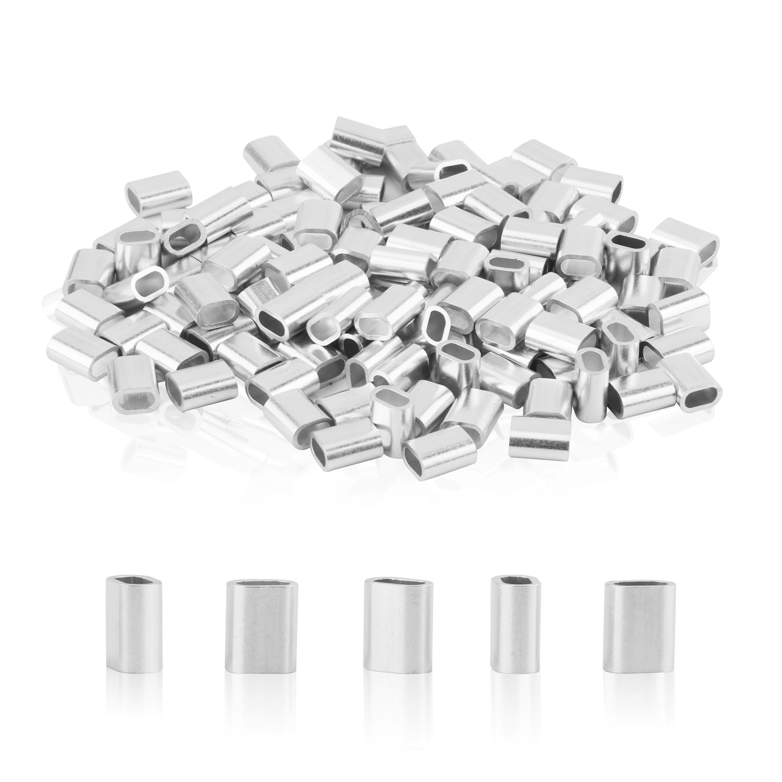 120 Pezzi Morsetti In Alluminio Per Cavi 3mm - Ghiere Per Fissaggio Cordame E Funi - Doppio Foro Per Massima Sicurezza