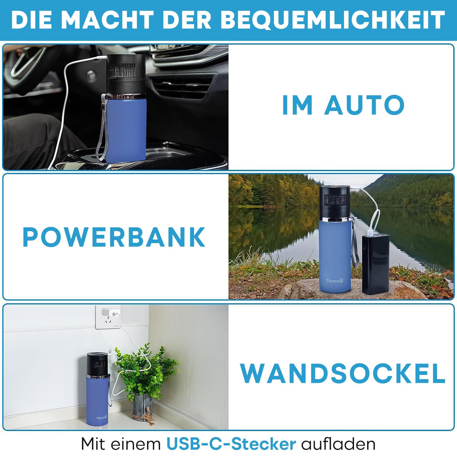 Elektrischer Insulin-Kühler Insulin Kühlbox USB Ladegerät & Bio-Gel von Tilcare - Unbegrenzte Stunden, Großes Fassungsvermögen TSA-genehmigter Insulin Kühlbox - Hält bis zu 6 Diabetiker-Pens