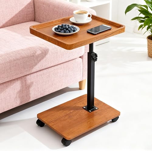 Miniatura 11 de jessie Mesa auxiliar de mesa C de altura ajustable, mesas auxiliares giratorias de 360° para espacios pequeños, mesas de sofá que se deslizan Mármol