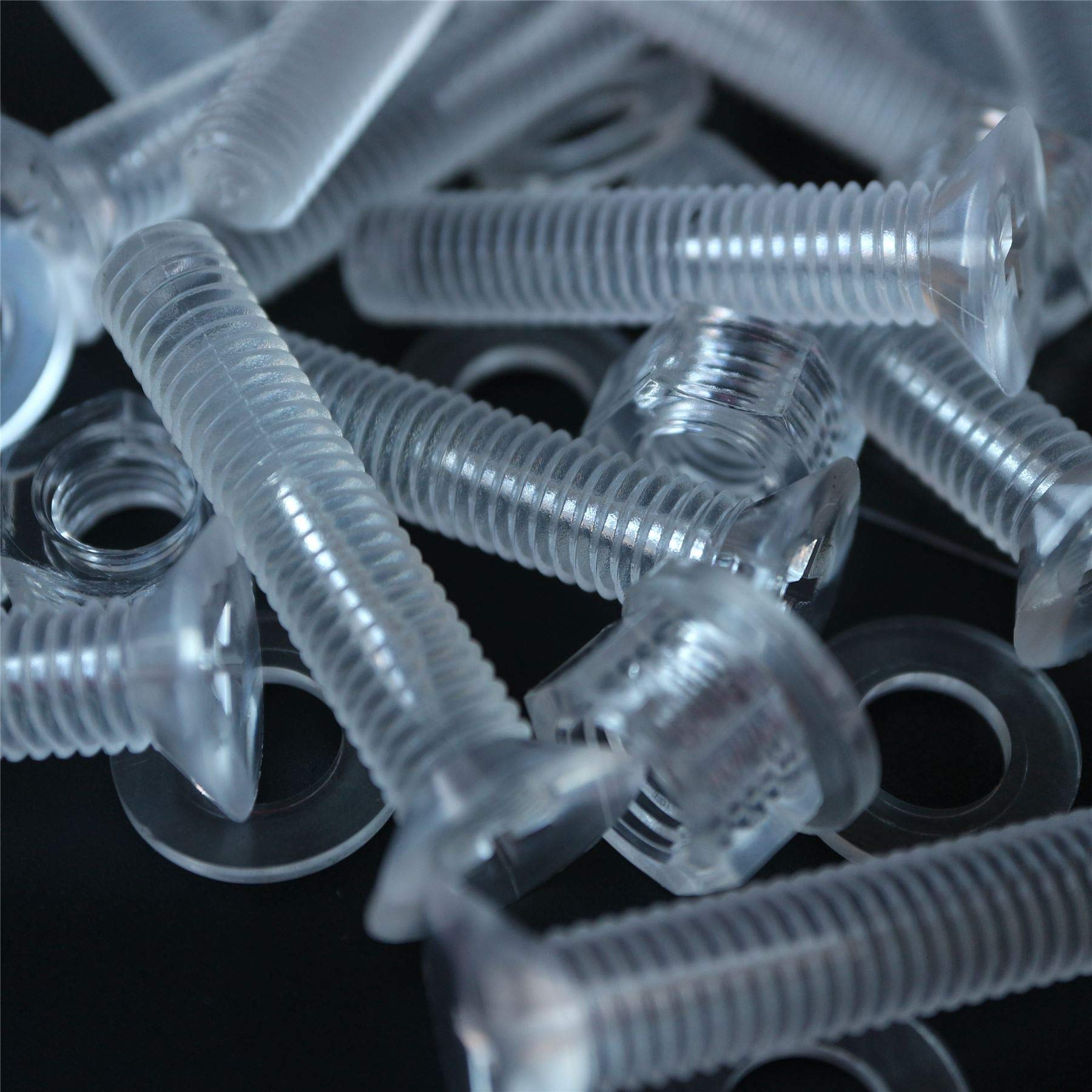 20 x Crosshead Countersunk Screw Nuts and bolts, Transparent Clear Plastic Acrylic, M8 x 40mm - Acrylic Plastic Screws, Ideal Conversion 5/16 x 1-37/64