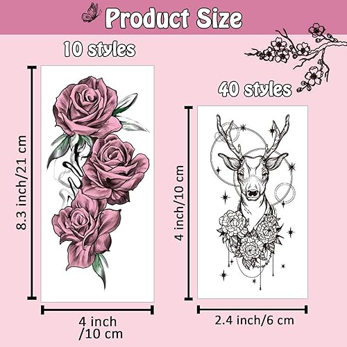 Miniatura 2 de Cerlaza 162 estilos de tatuajes temporales para mujeres y niñas calcomanías de tatuaje de henna de manga falsa maquillaje de piernas impermeable