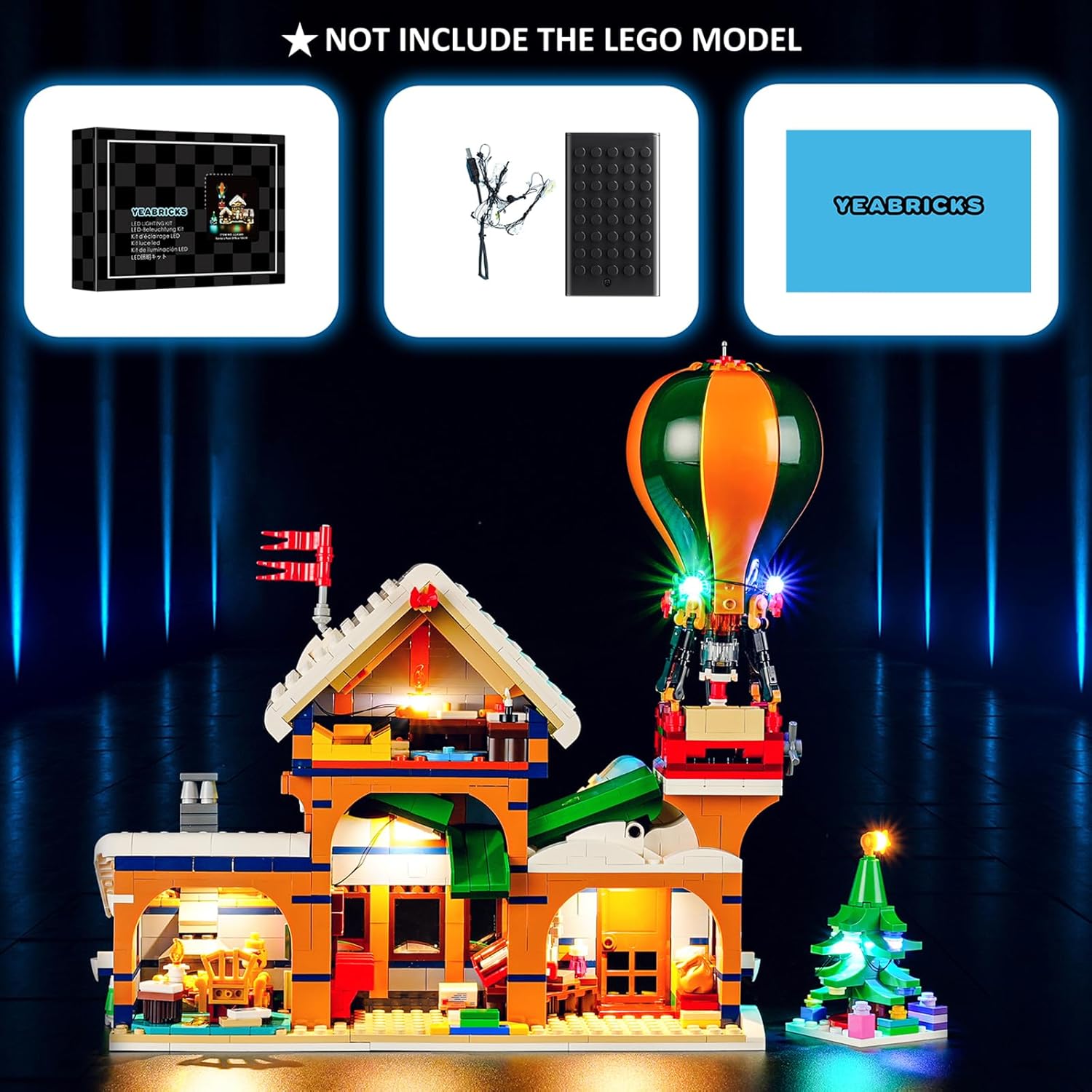YEABRICKS LED Light for 10339 Icons Santa's Post Office Building Blocks Model (Building Set NOT Included)