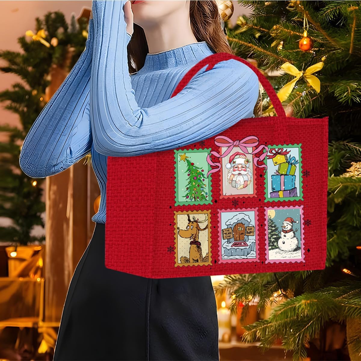 Christmas Tote Bag for Women Canvas Bags for Her Christmas - Image 2