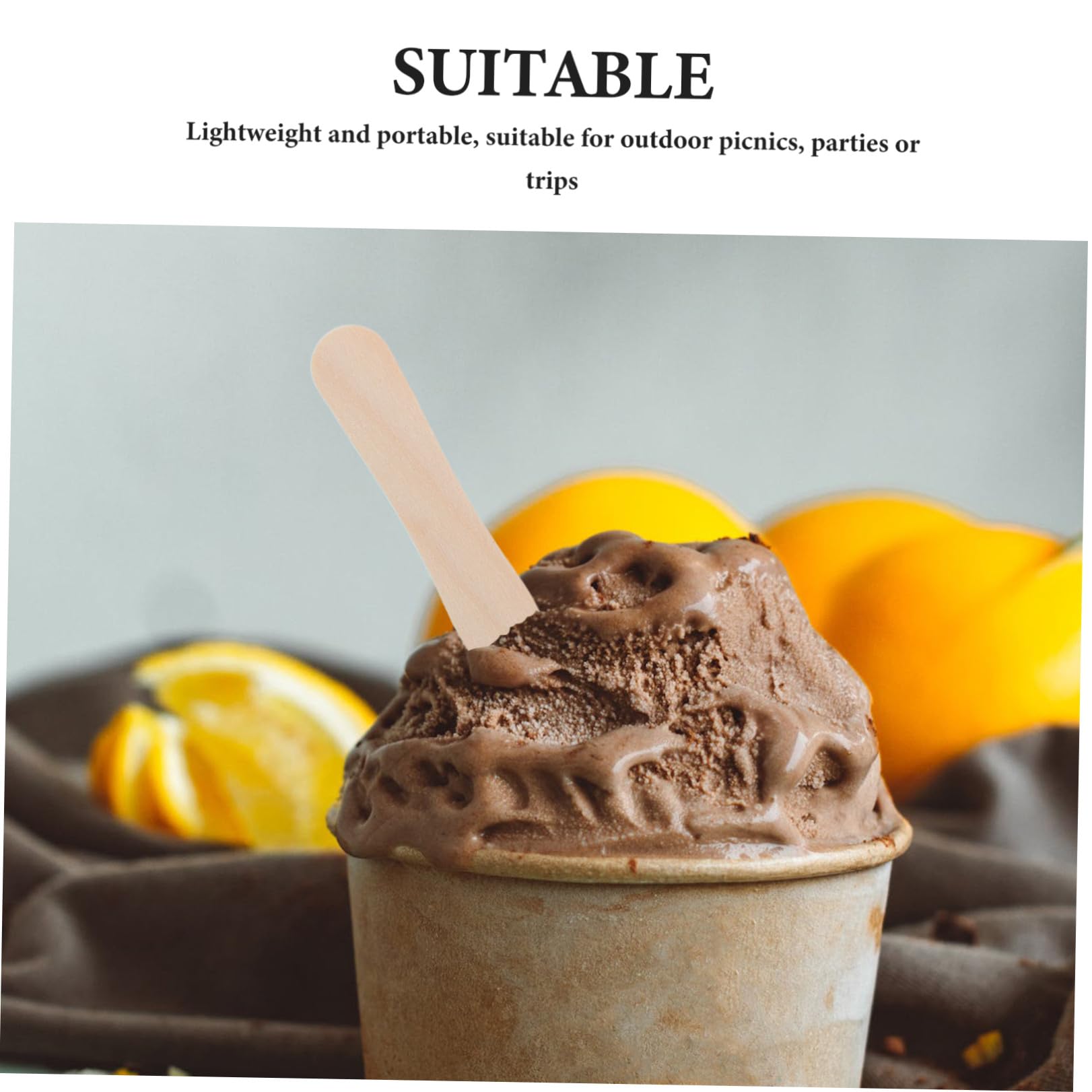 Lurrose Cucchiai in Legno Beige per Gelato Monouso 1200 Pezzi, Portatili e Igienici per Eventi e Feste All'aperto