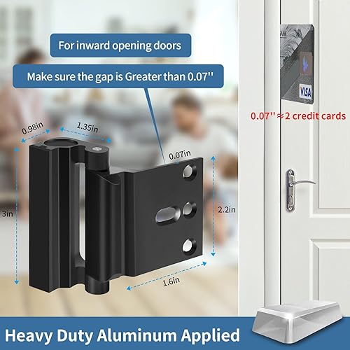 Miniatura 6 de Cerradura de refuerzo de puerta de seguridad para el hogar, pestillo de seguridad adicional para puertas delanteras, dispositivos de seguridad,