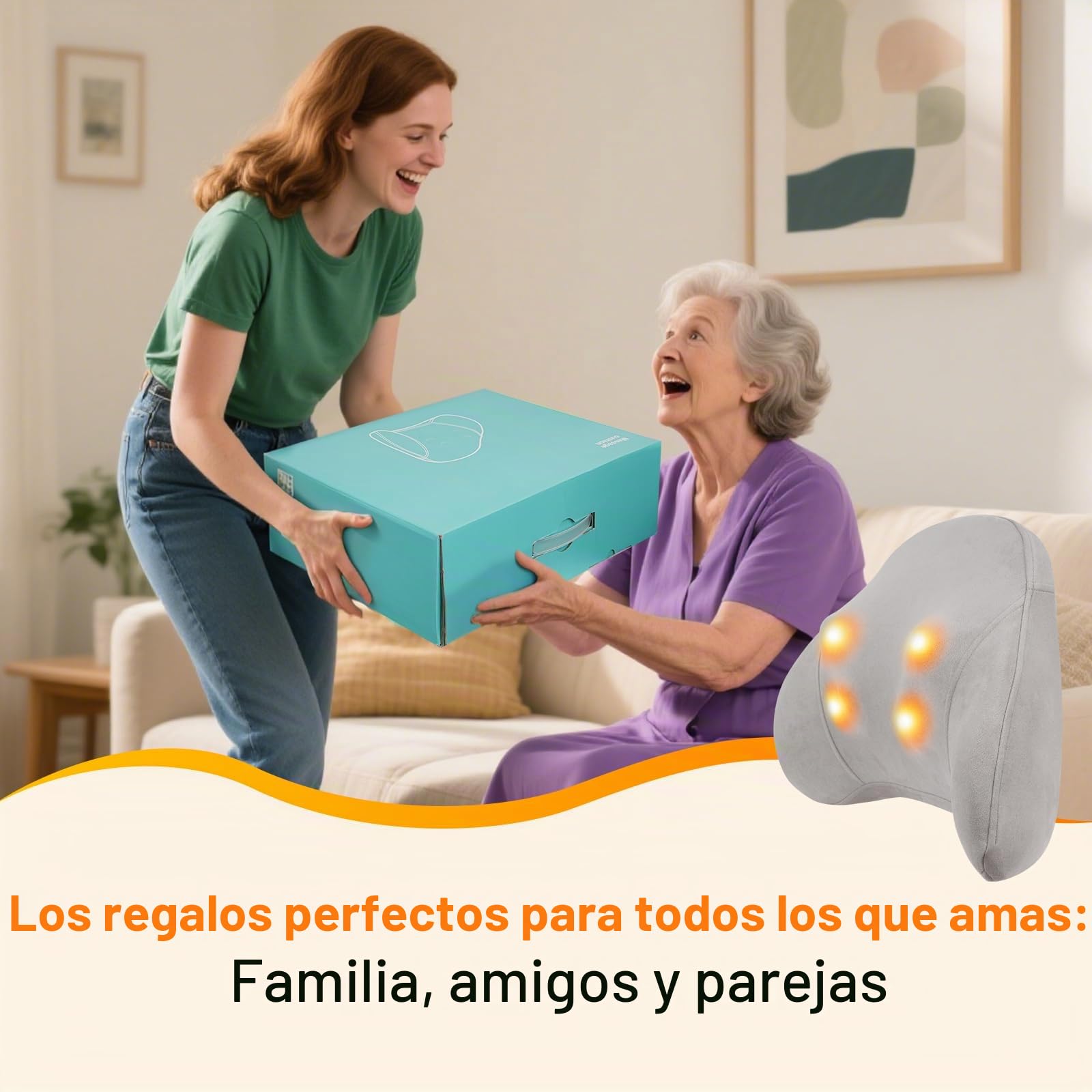 Masajeador de espalda Shiatsu inalámbrico con calor - Alivio profundo para cuello, hombros y lumbar - Recargable y portátil para hogar, oficina y coche - Tecnología de masaje profundo relajante