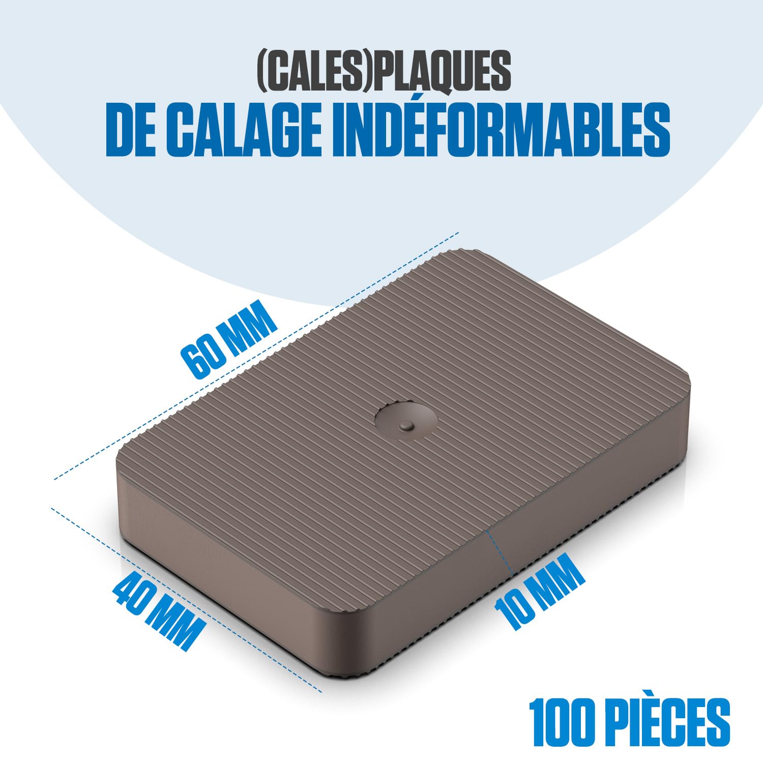 Bauhandel24 entretoise plastique 100 pièces 60 x 40 mm 10 mm idéal comme cale meuble et cale parquet flottant