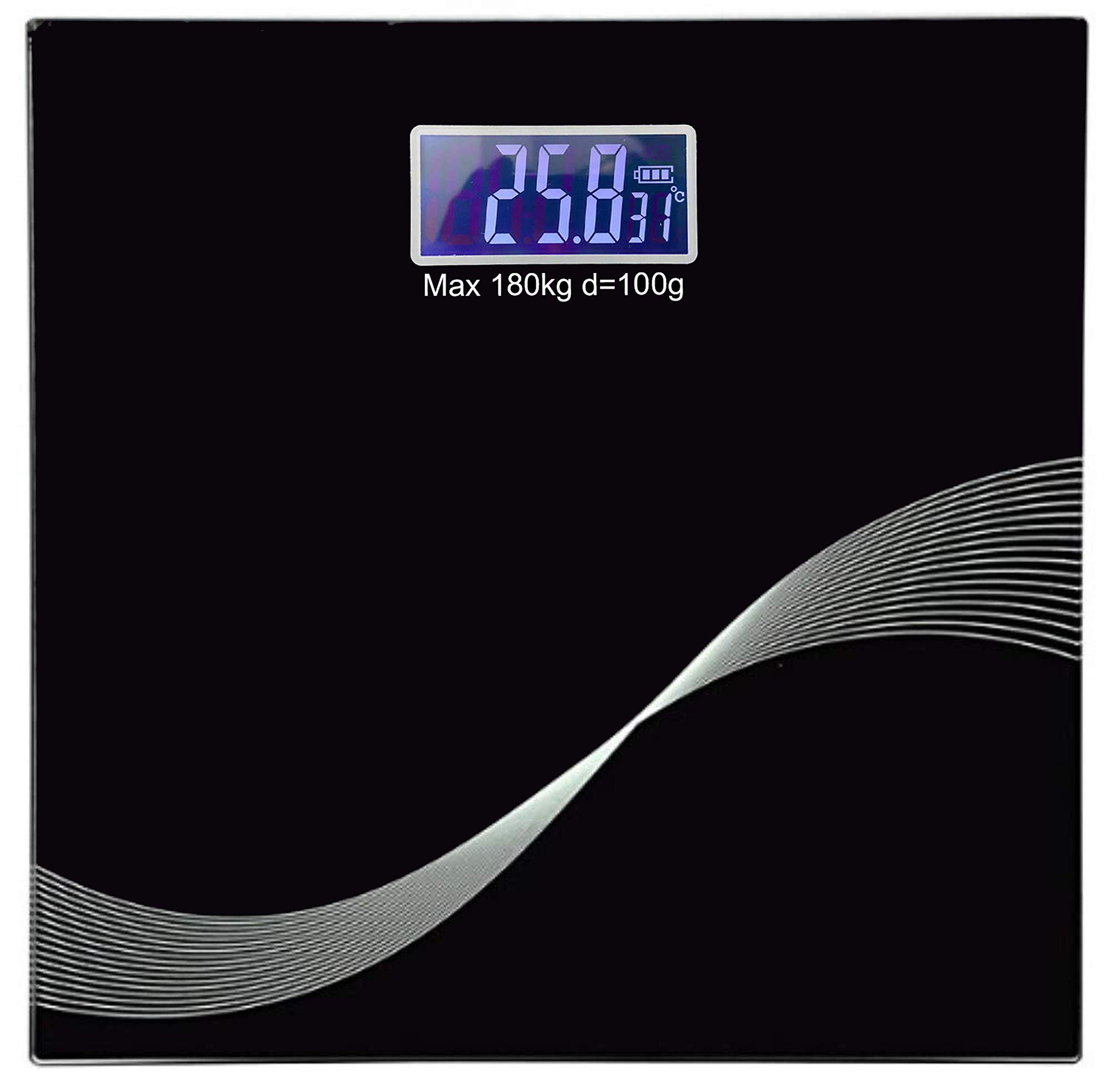 electronic square tempered glass lcd display digital personal health body weight weighing scale bathroom scale for men women 11x11 inch (multi color)
