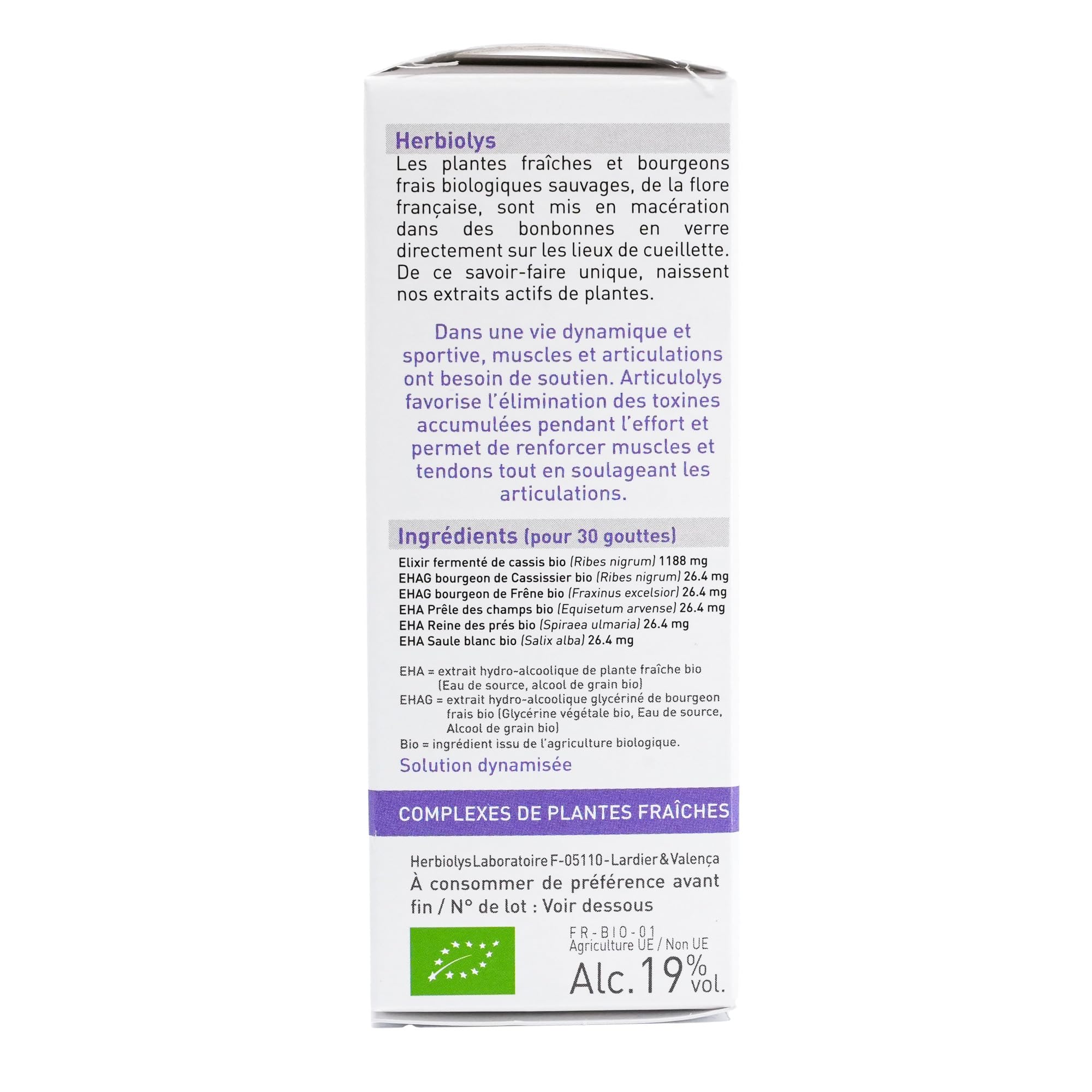 Herbiolys | Complexes de Plantes Fraîches Bio | Articulolys | Articulation | Phytothérapie - Gemmothérapie Bio | 50 ml