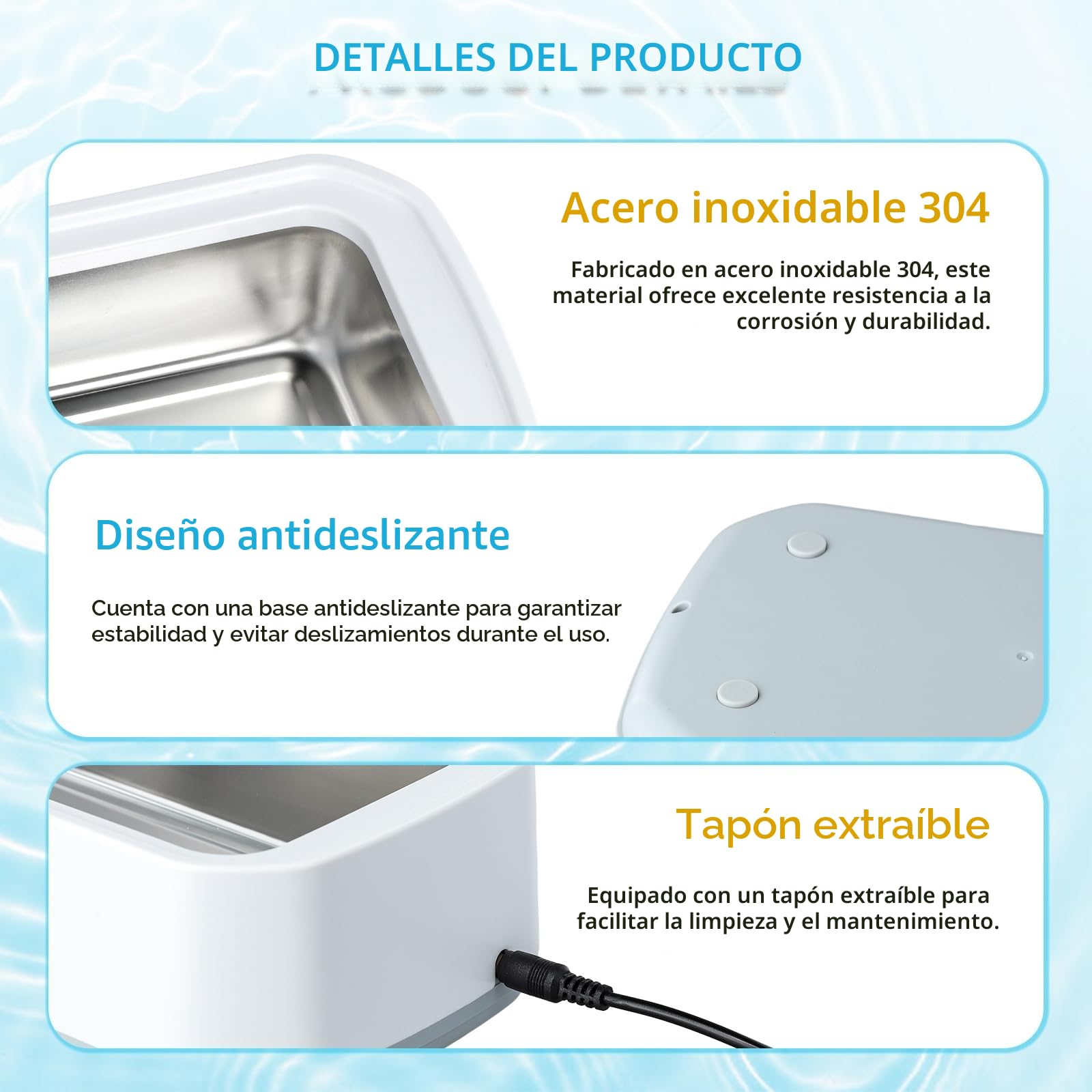 Limpiador Ultrasonidos Profesional 650 ml 49 kHz 3 Configuraciones de Tiempo Limpieza Profunda de 360° Tanque de Acero Inoxidable para Gafas, Joyas Dentaduras Postizas Relojes Cabezal de Afeitado