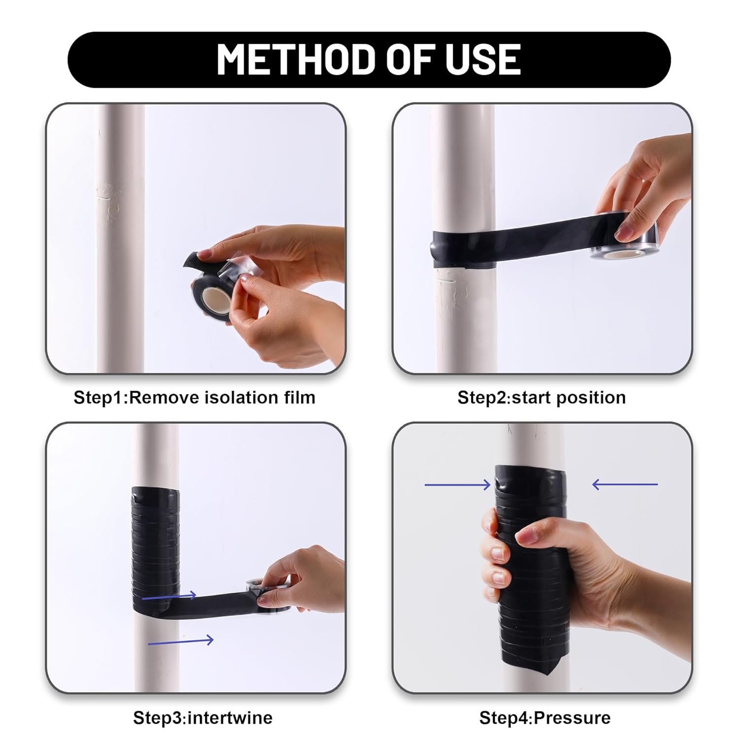 Self Fusing Silicone Tape 2 Rolls 1 in x 10' Black Waterproof Rescue Tape Rubber Leak Silicone Self-amalgamating Tape for Plumbing, Sealing Pipes, Hose Repair, Outdoor Coax and Tool Fixation