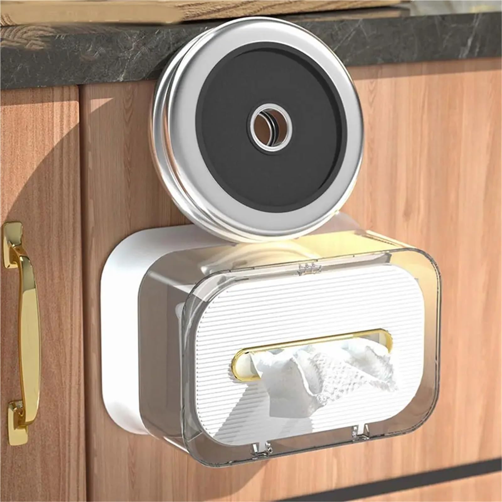 Porta carta igienica impermeabile a parete con scatola for fazzoletti a molla in plastica, organizer for tovaglioli di grande capacità for la casa Per Cucine(White)