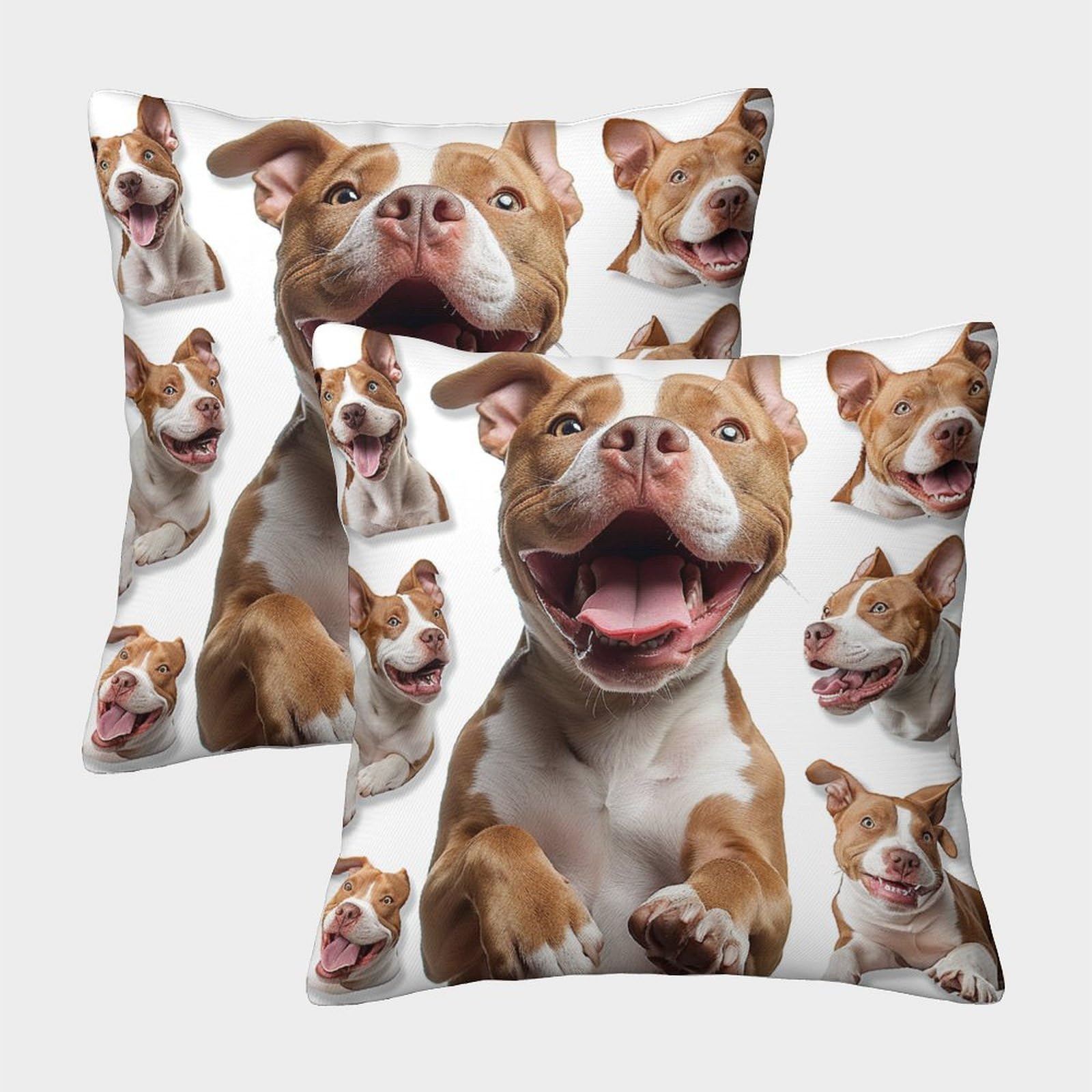 Staffordshire Bull Terrier Cushion Cover Set of 2 Decorative Machine Washable Pillowcases Square Pillow Cases with Invisible Zipper Cushion Covers for Sofa Couch Home Bedroom Throw Pillow Case 50x50cm