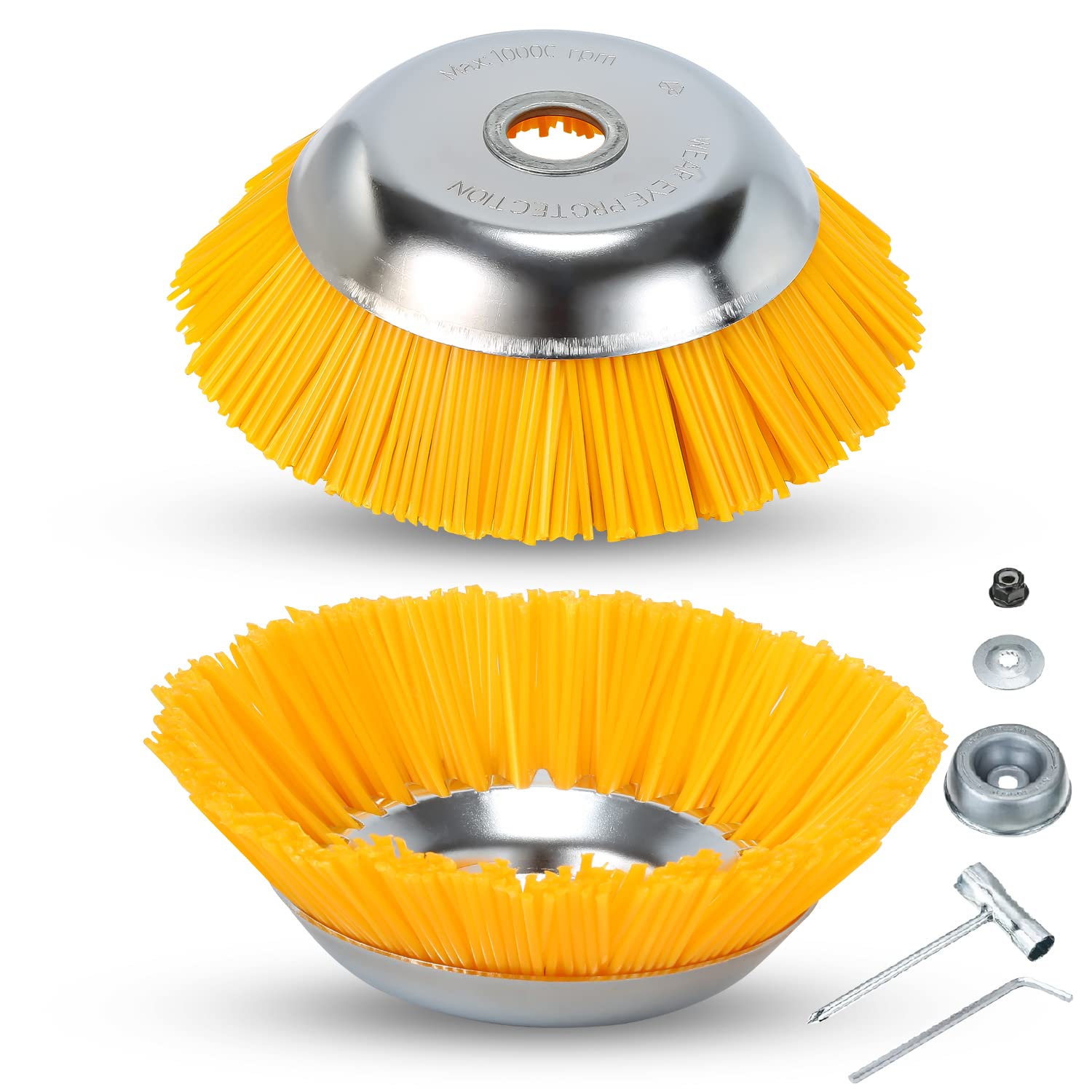 Lot de 2 brosses à Mauvaises Herbes Professionnelles en Acier pour débroussailleuse et Mauvaises Herbes Sauvages 200 x 25,4 mm