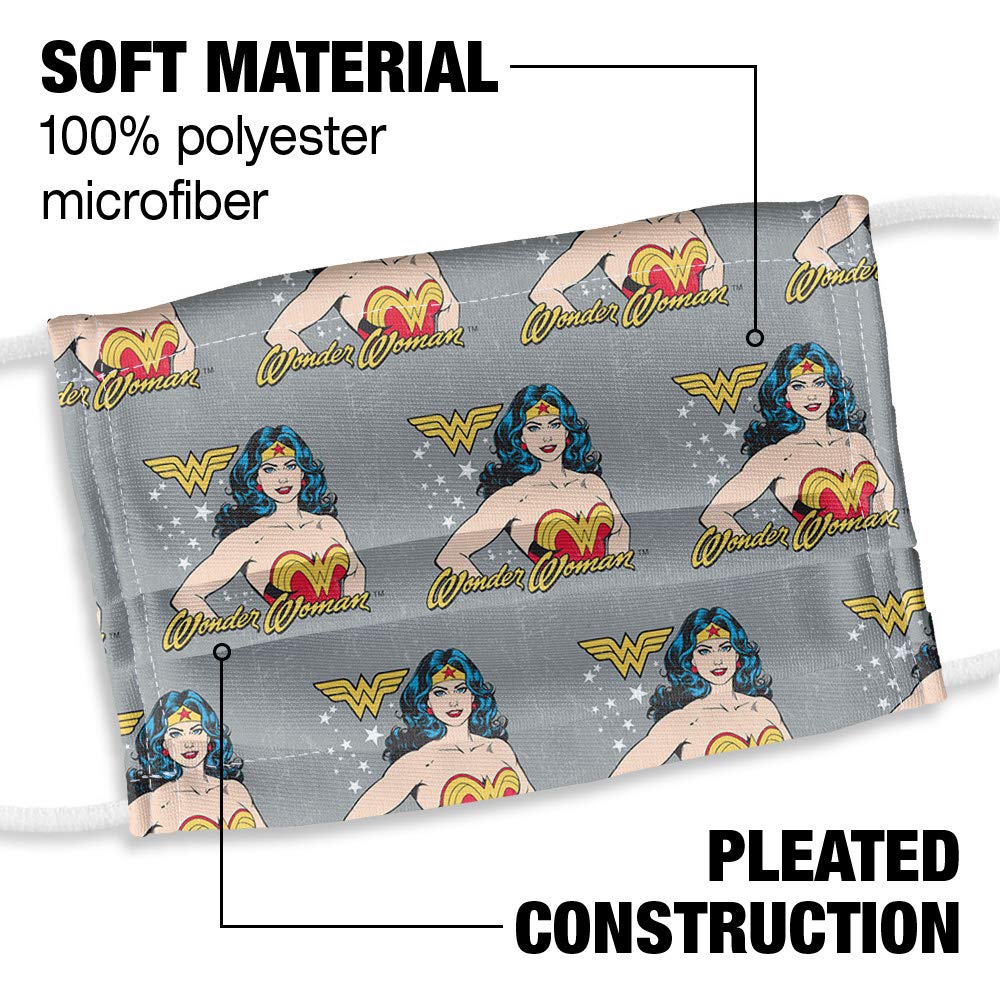 Popfunk Wonder Woman Kids Vintage Icon Pattern 1-Ply Reusable Face Mask Covering