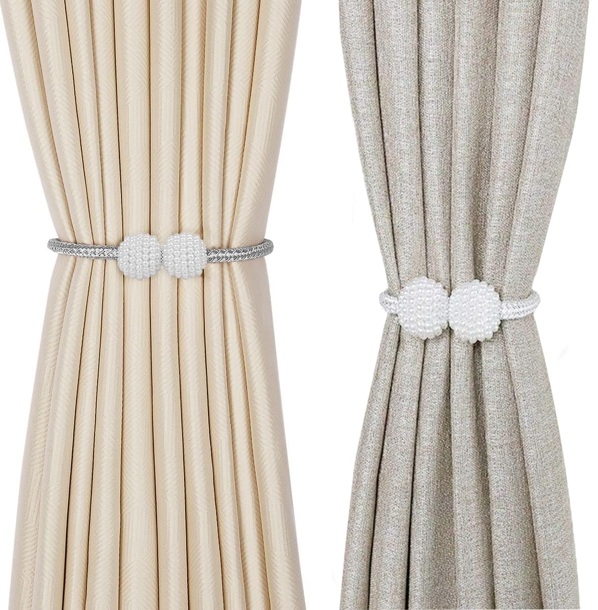 4 Calamite Per Tende - Ferma Tende Magnetico, Grigio E Bianco, 46 Cm - Foto 8