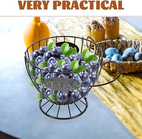 Miniatura 4 de Cabilock Cesta de café de alambre de capacidad para almacenamiento, diseño elegante para uso doméstico y café para bolsas de café, aperitivos