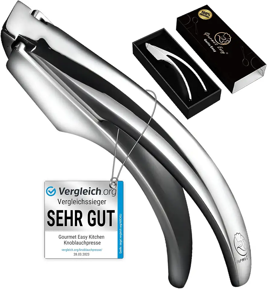 Knoblauchsauce – so klappt’s auf Anhieb 1 Knoblauchpresse Edelstahl für Knoblauch & Ingwer - kein Schälen nötig | Leicht zu reinigende Knoblauchpresse mit 5 Jahren Ersatzversprechen (für feines Knoblauchhack)