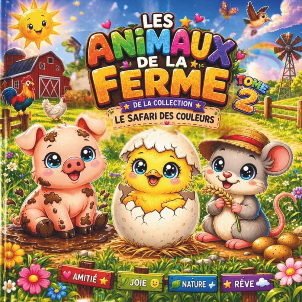 Les animaux de la ferme : Livre de coloriage pour enfants: Le Safari des Couleurs - Tome 2