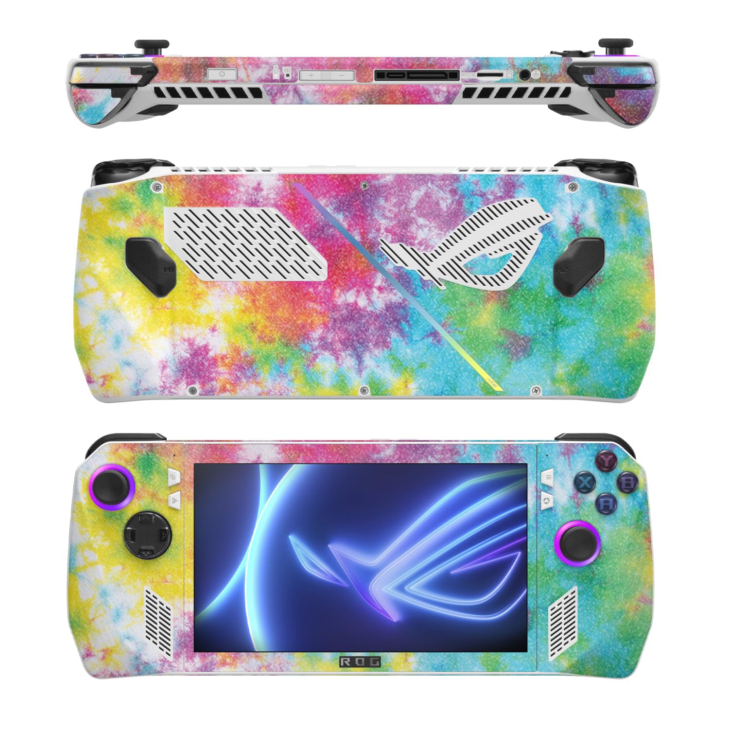 MightySkins Glossy Glitter Skin Compatible with Asus ROG Ally - Tie Dye Splatter | Protective, Durable High-Gloss Glitter Finish | Easy to Apply