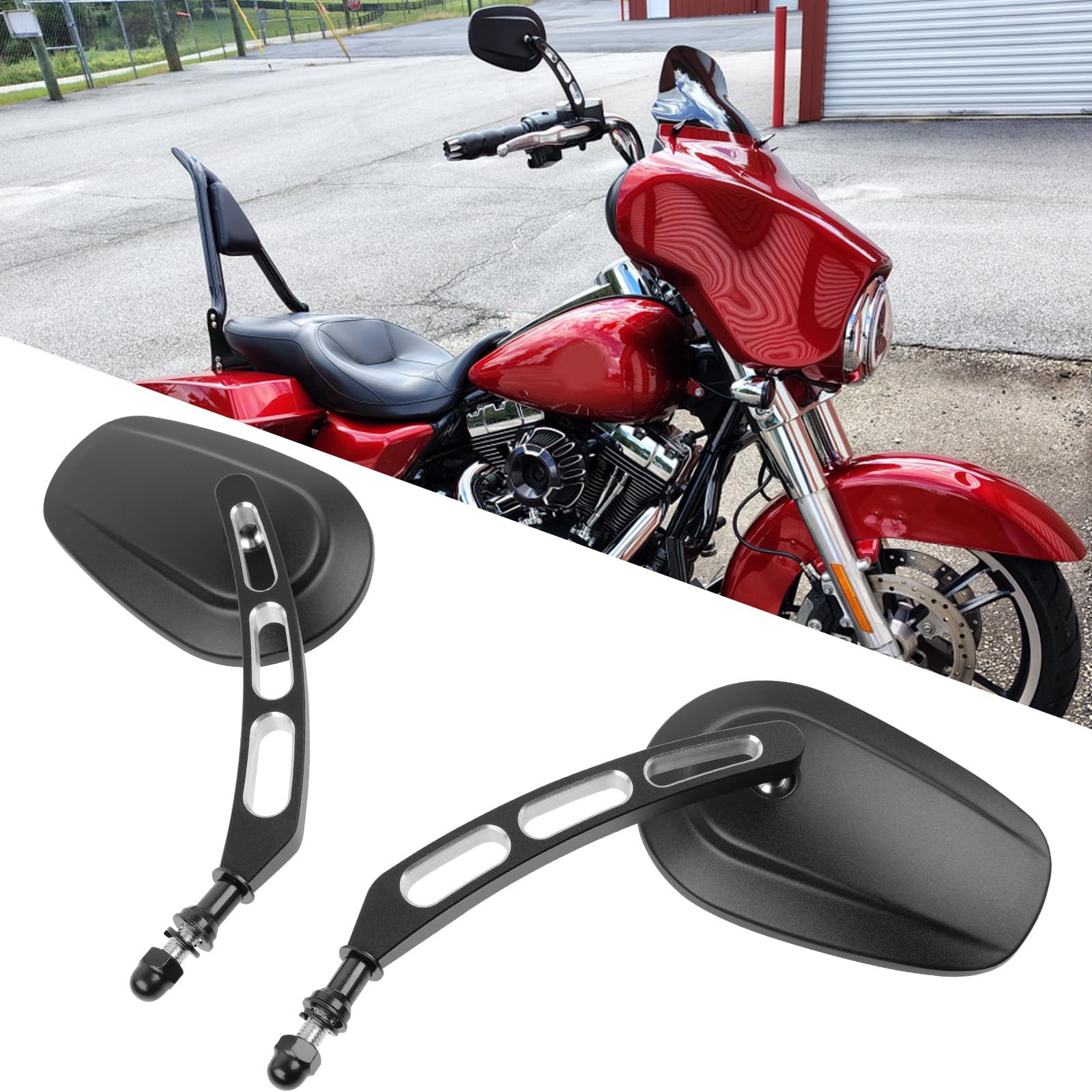 Rétroviseur latéral noir 8 mm pour moto Harley Bobber Cruiser Custom MT