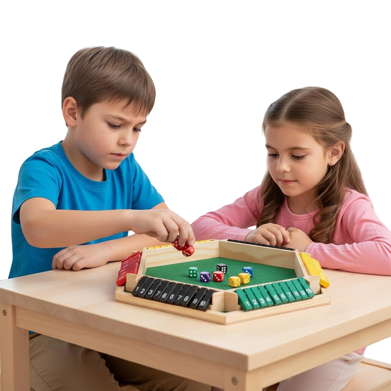 Gra Shut The Box 6 graczy, drewniana matematyka tradycyjna Pub planszowa gra w kości edukacyjna rodzina dla dzieci dorośli-Multicolor-2PCS